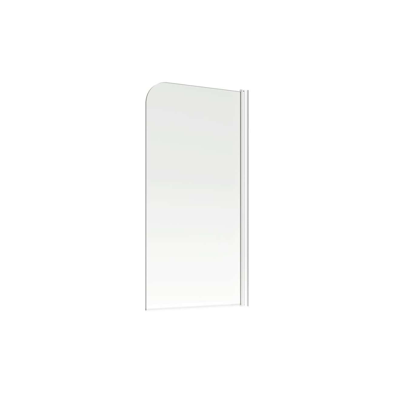 Frosted bathroom shower screen with sleek white frame, modern design, and clear glass for a stylish bathroom upgrade. Perfect for a minimalist or contemporary bathroom setting.