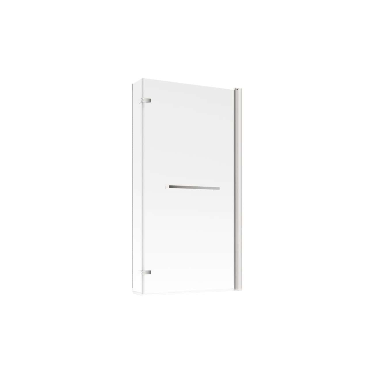 Sleek white shower screen with clear glass and minimalist design, ideal for modern bathroom designs, providing a stylish and functional enclosure for shower areas.