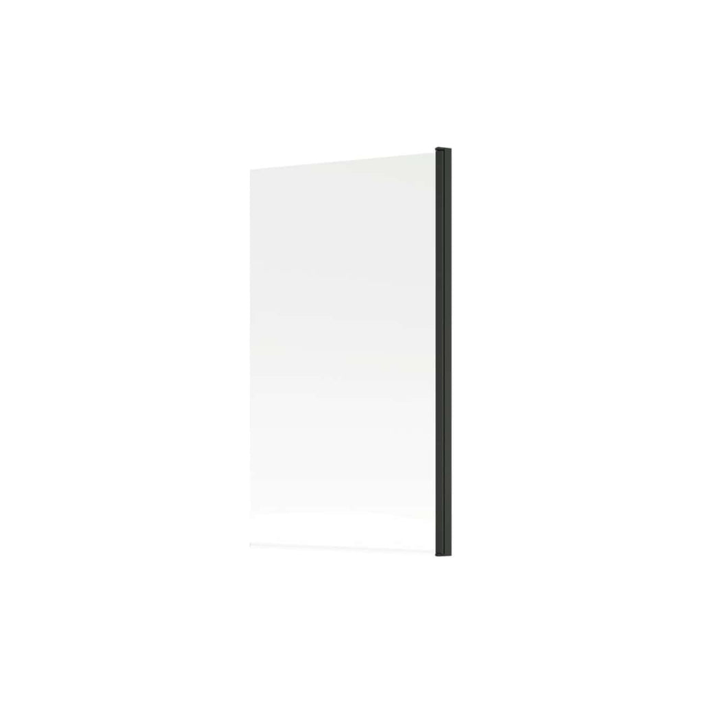 Lightweight bathroom privacy glass panel with black frame from Bubly Bathrooms, ideal for modern shower enclosures and partitioning spaces in contemporary bathrooms.