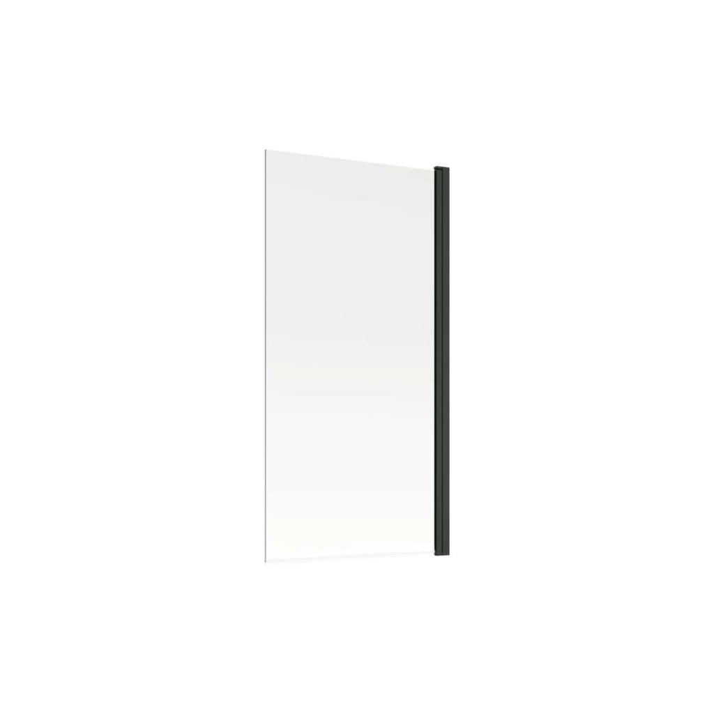 High-quality glass shower door with black frame, ideal for modern bathroom renovations and creating a sleek, minimalist shower enclosure. Perfect for enhancing bathroom aesthetics.