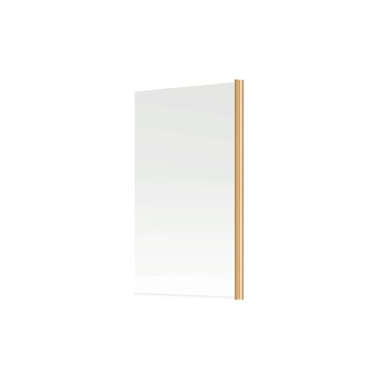 Sleek frameless bathroom mirror with gold side panels, modern design for luxury bathrooms, ideal for vanity areas, sophisticated bathroom decor, high-quality materials.