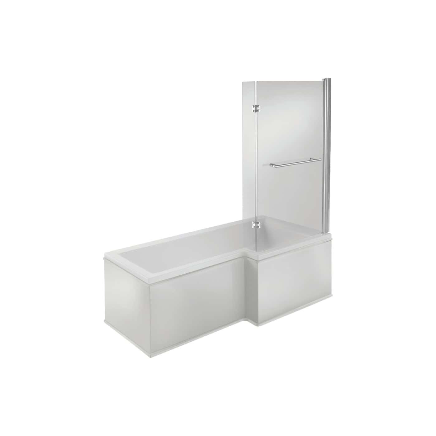 Modern white walk-in bathtub with built-in shower screen for accessible bathroom solutions. Stylish, functional, and ideal for elderly or disabled users seeking a safe bathing experience.