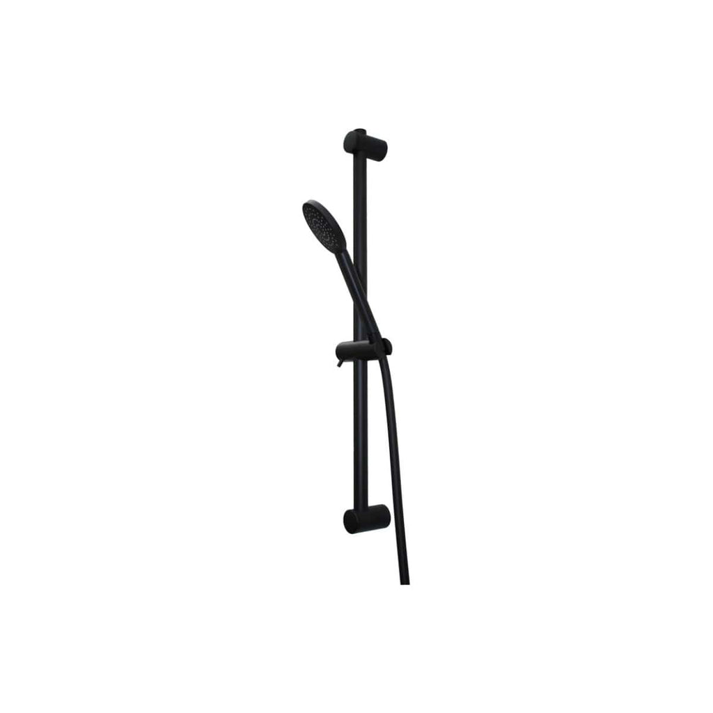 Sleek black modern shower head with adjustable supports, perfect for upgrading bathroom fixtures and creating a luxurious shower experience. Durable and stylish design by Bubly Bathrooms.