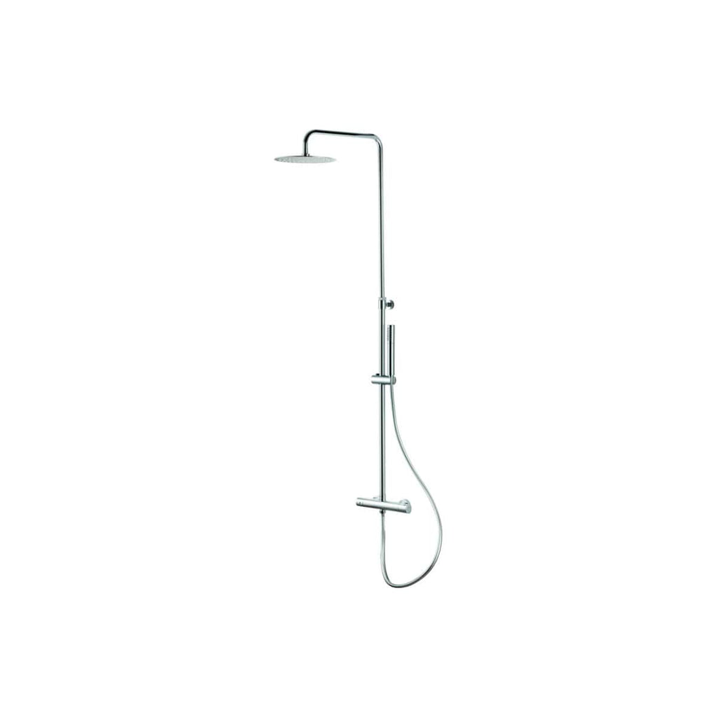 Shower head with handheld attachment and adjustable height in chrome finish, ideal for modern bathroom renovations and durable shower installation.