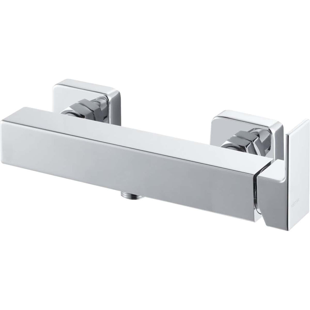 Sleek modern chrome bathroom tap with clean lines, wall-mounted design, and high-quality finish, ideal for contemporary bathroom installations and easy to operate.