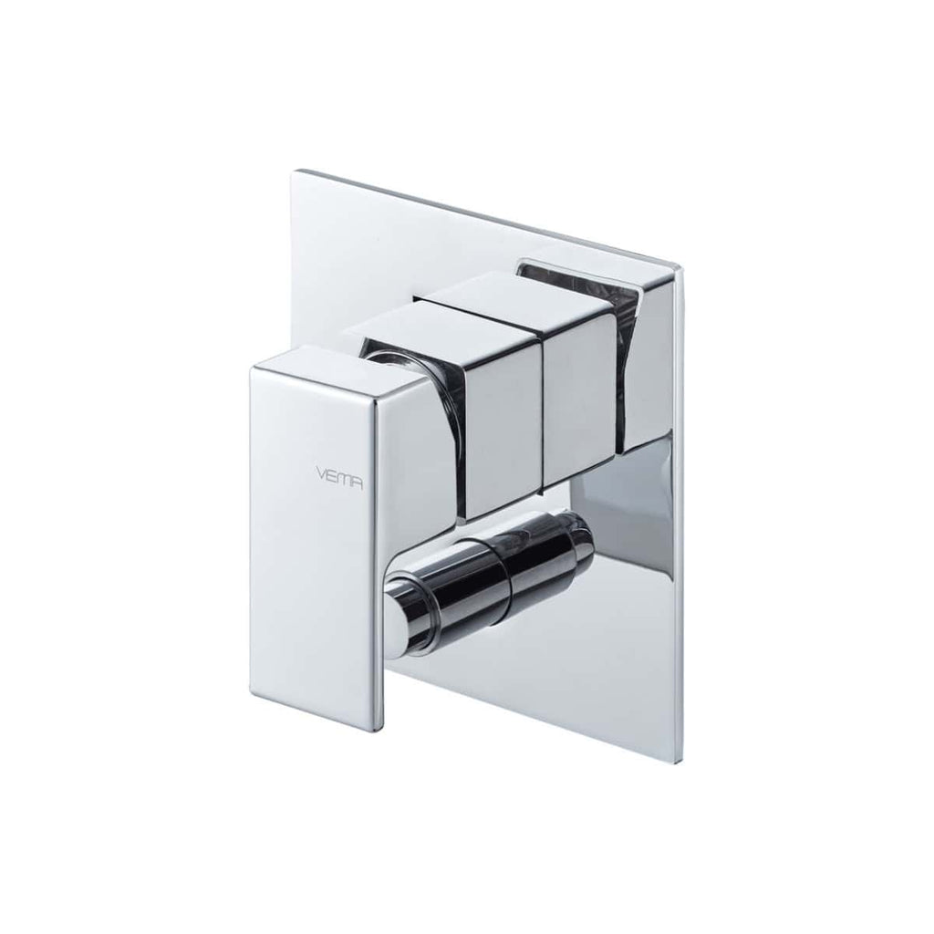 Sleek modern wall-mounted thermostatic shower valve in chrome finish with lever control and built-in safety features for luxury bathrooms.