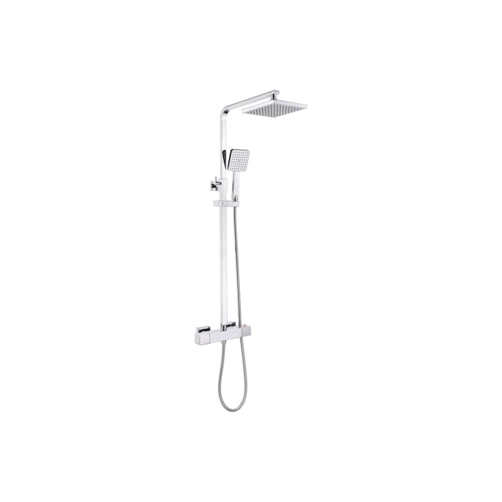 Modern chrome hand shower and overhead shower system for luxurious bathroom remodels. Featuring adjustable shower head, easy installation, and durable waterproof materials for bathroom showers.