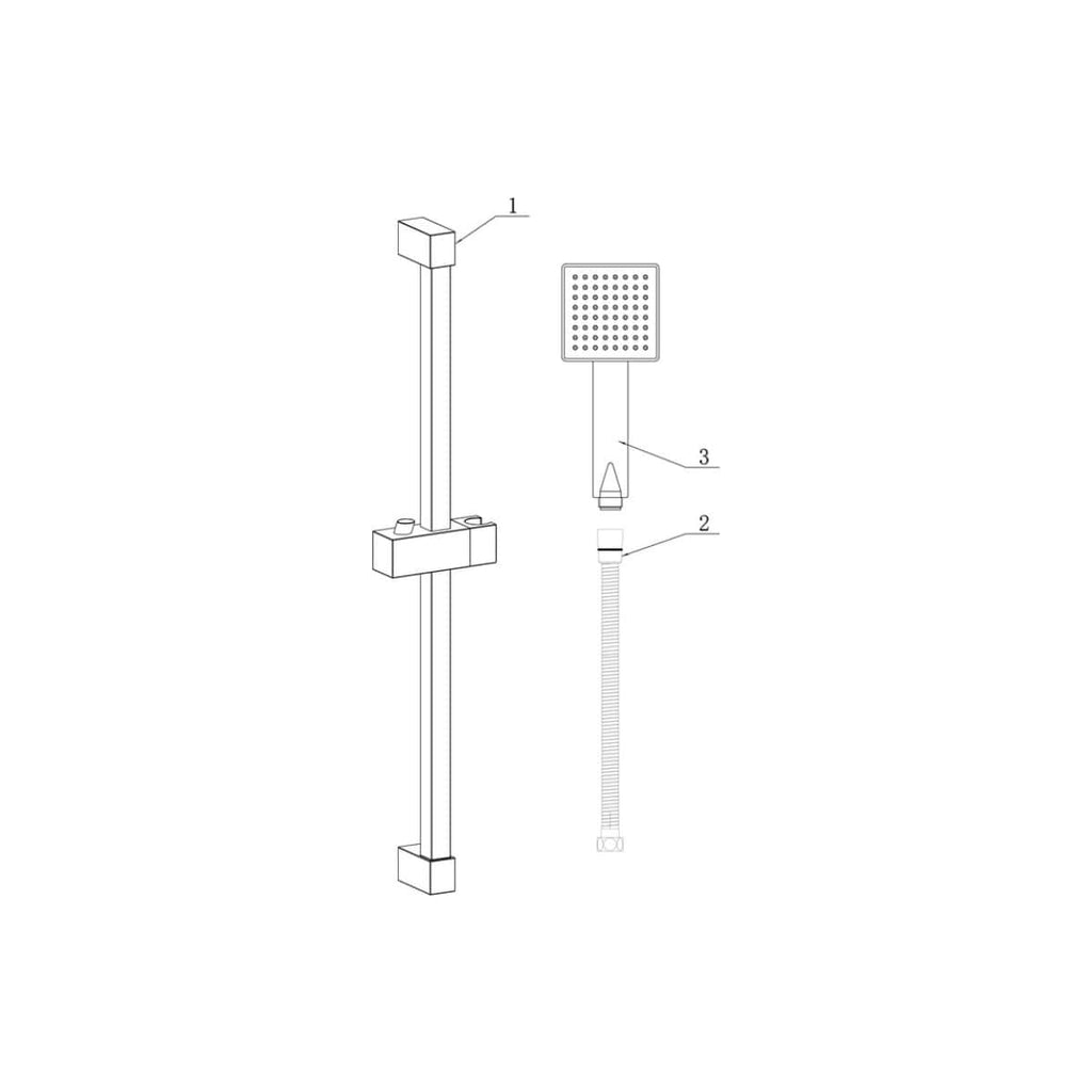 Chrome bathroom shower system with adjustable height and hand-held shower head for modern bathroom upgrades. Perfect for contemporary ensuite renovations and stylish wet room installations.