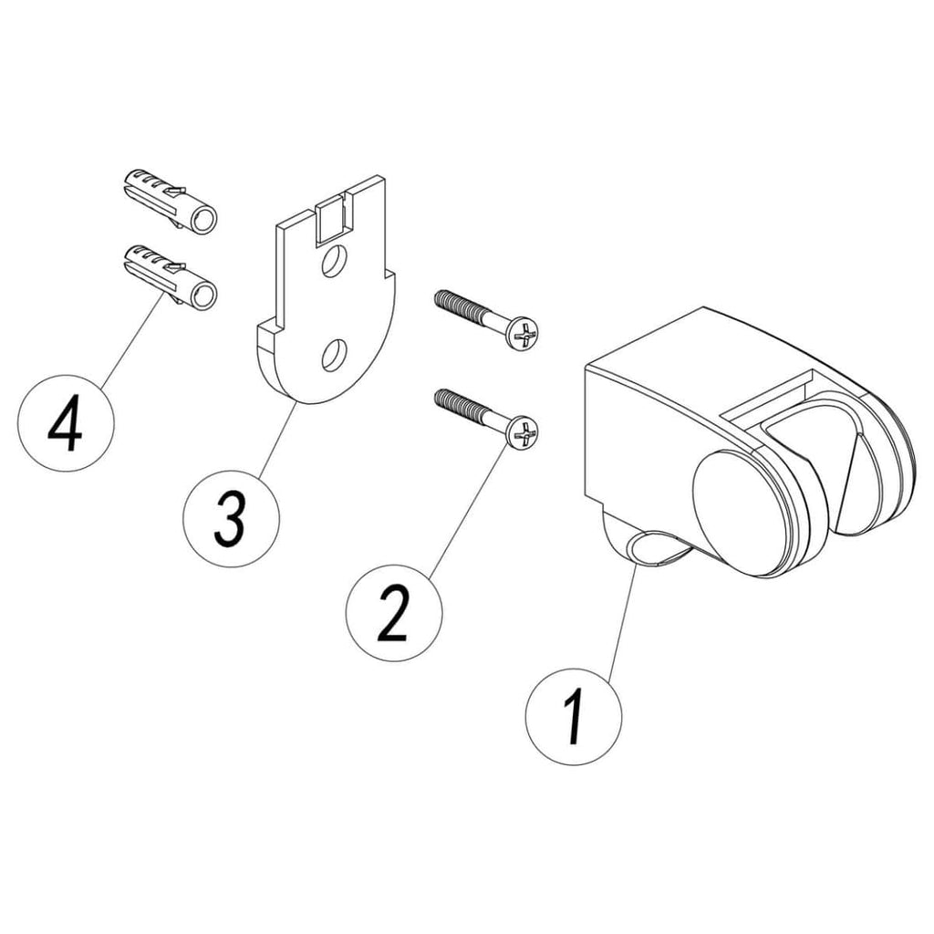 Flexible shower valve assembly diagram for bathroom renovation and plumbing services. Includes screws, mounting bracket, and valve components. Ideal for modern and traditional bathroom bathroom installations.