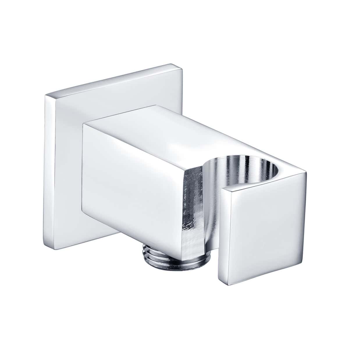 Sleek modern chrome bathroom tap with square design, ideal for contemporary bathroom or shower installations.