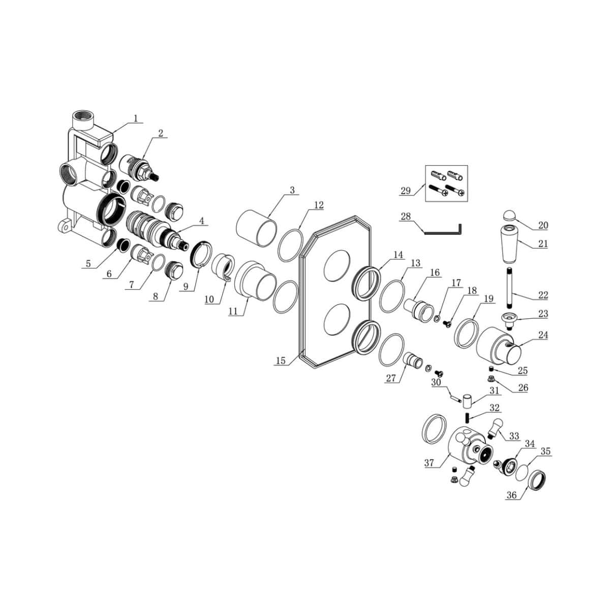 High-quality exploded diagram of Bubly Bathrooms plumbing components and fittings, showcasing detailed parts for bathroom installation and repair. Perfect for plumbing projects, maintenance, and DIY enthusiasts.