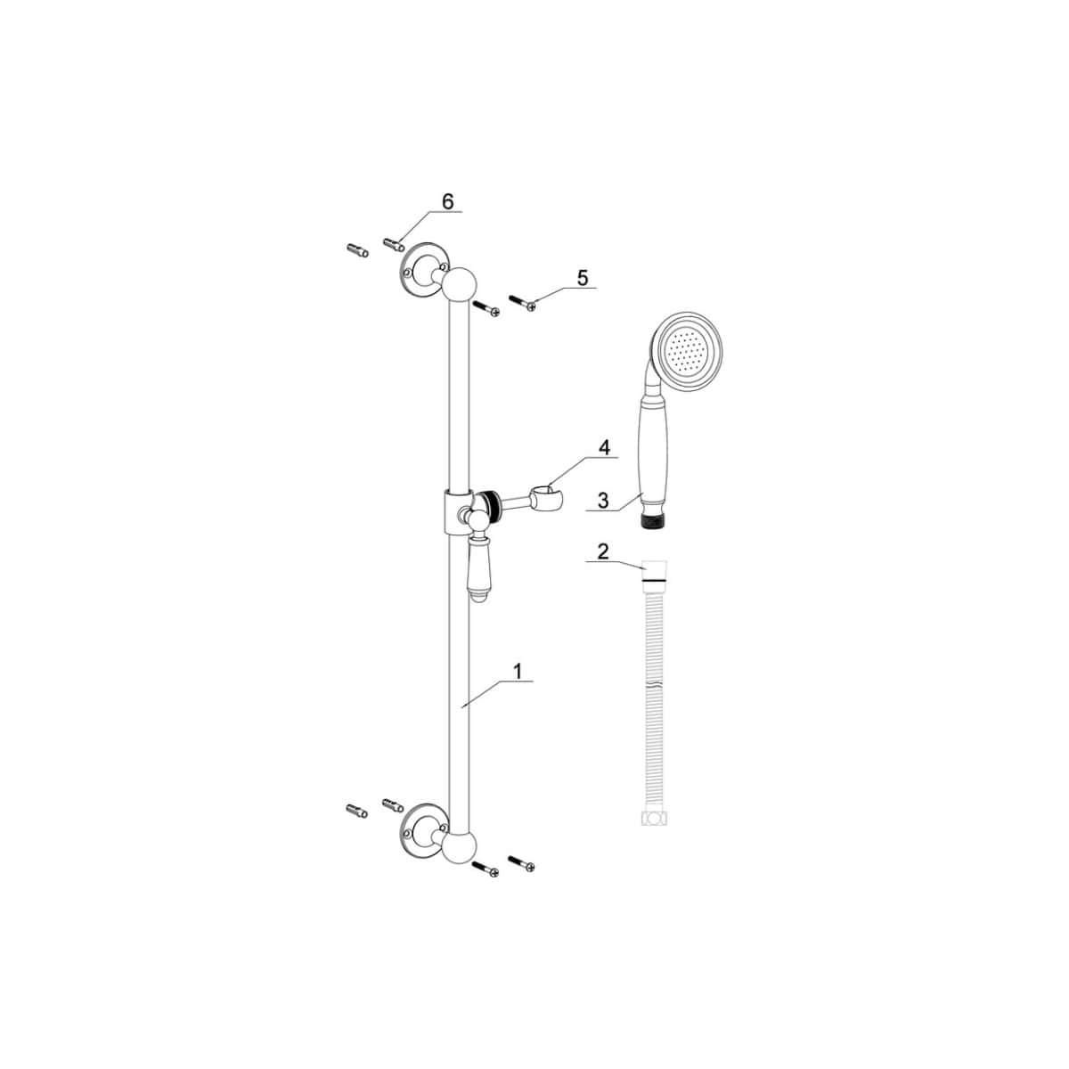 Flexible shower rail with handheld shower head for modern bathroom upgrades.