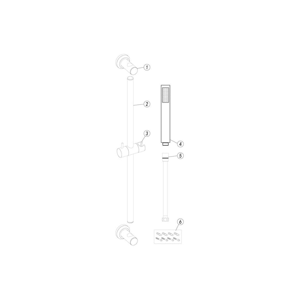 Modern shower system with handheld showerhead, adjustable hose, wall mount, and mounting hardware for stylish Bubly Bathrooms. Ideal for upgrading your bathroom shower experience.