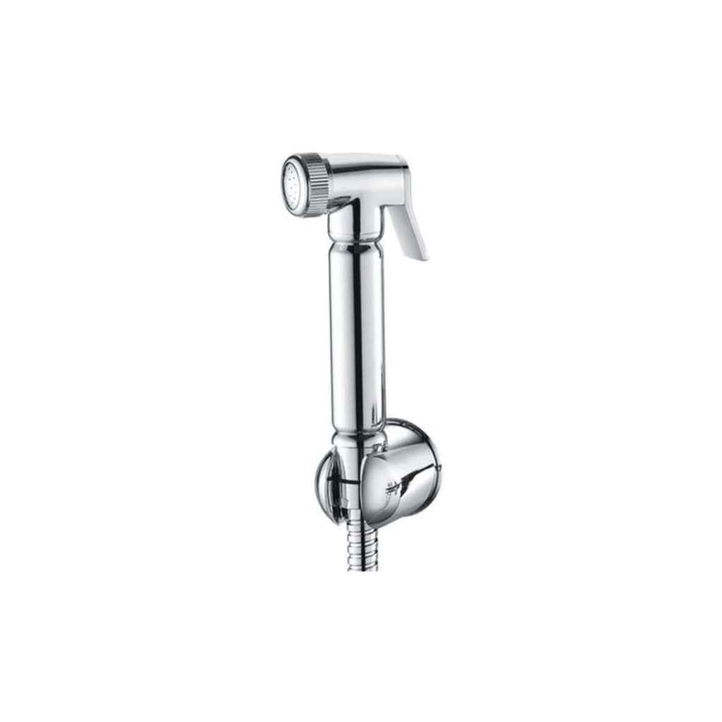 Shower head and hose for bathroom plumbing, chrome finish, handheld shower fixture, modern bathroom accessories, durable and stylish shower equipment for home or commercial use.