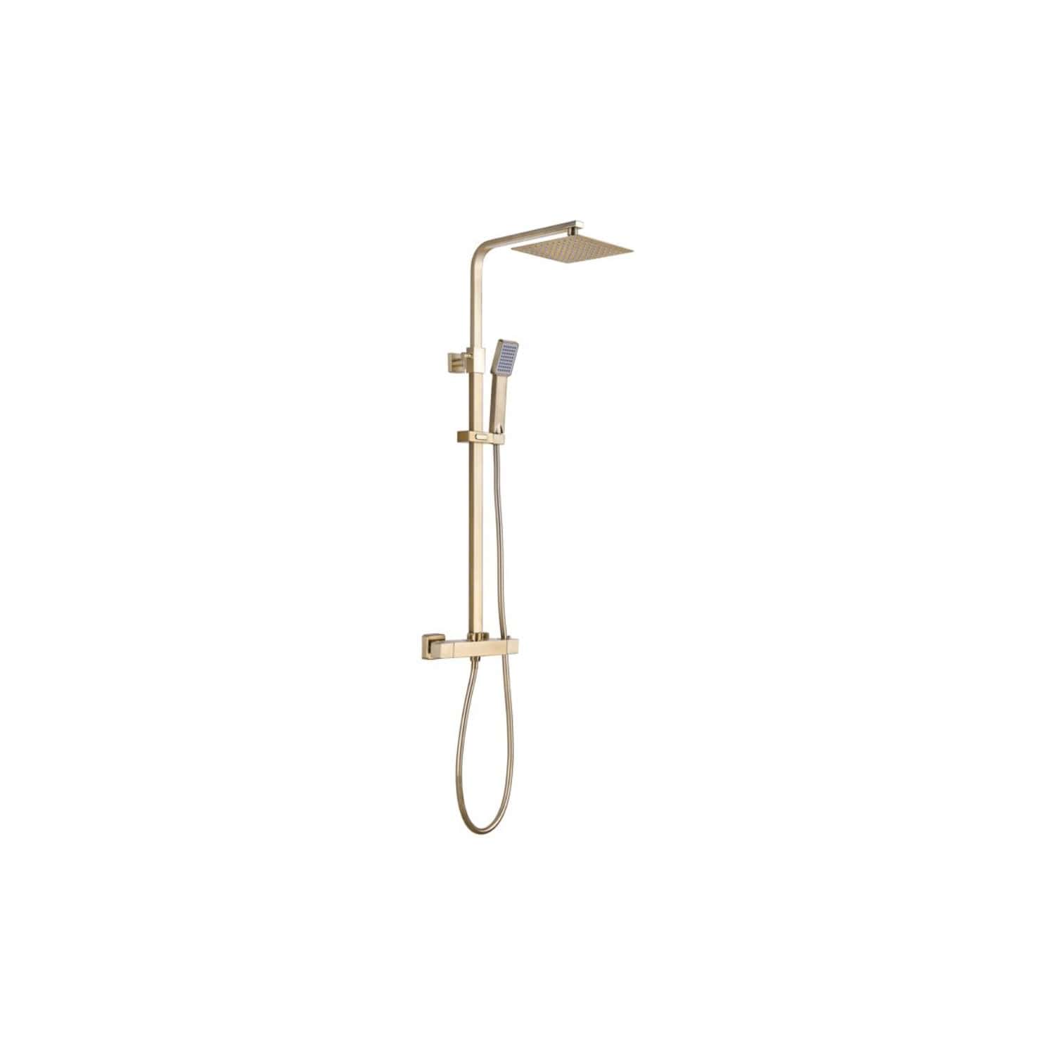 Chrome bathroom shower combo with overhead rainfall showerhead and handheld shower, modern design for luxurious bathroom upgrades.