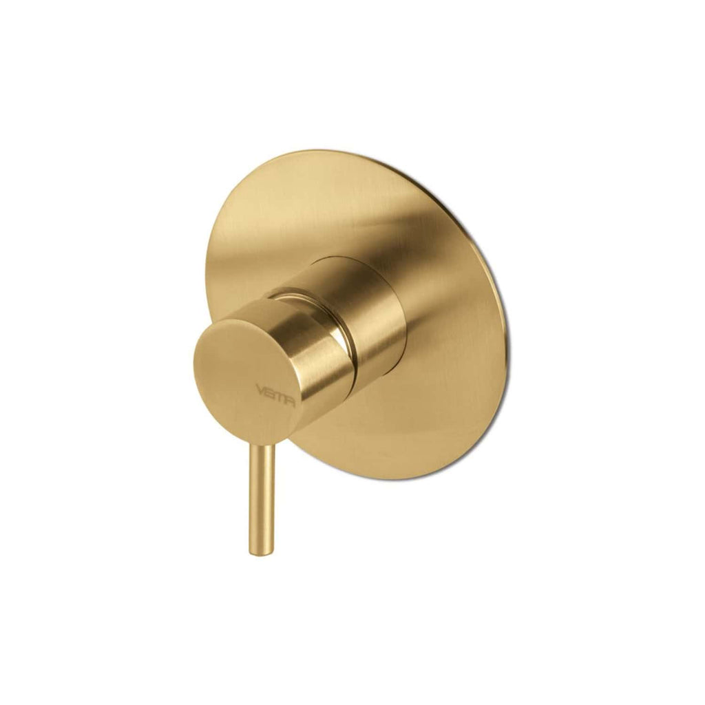 Polished gold shower valve mixer tap for modern bathroom bathrooms by Bubly Bathrooms.
