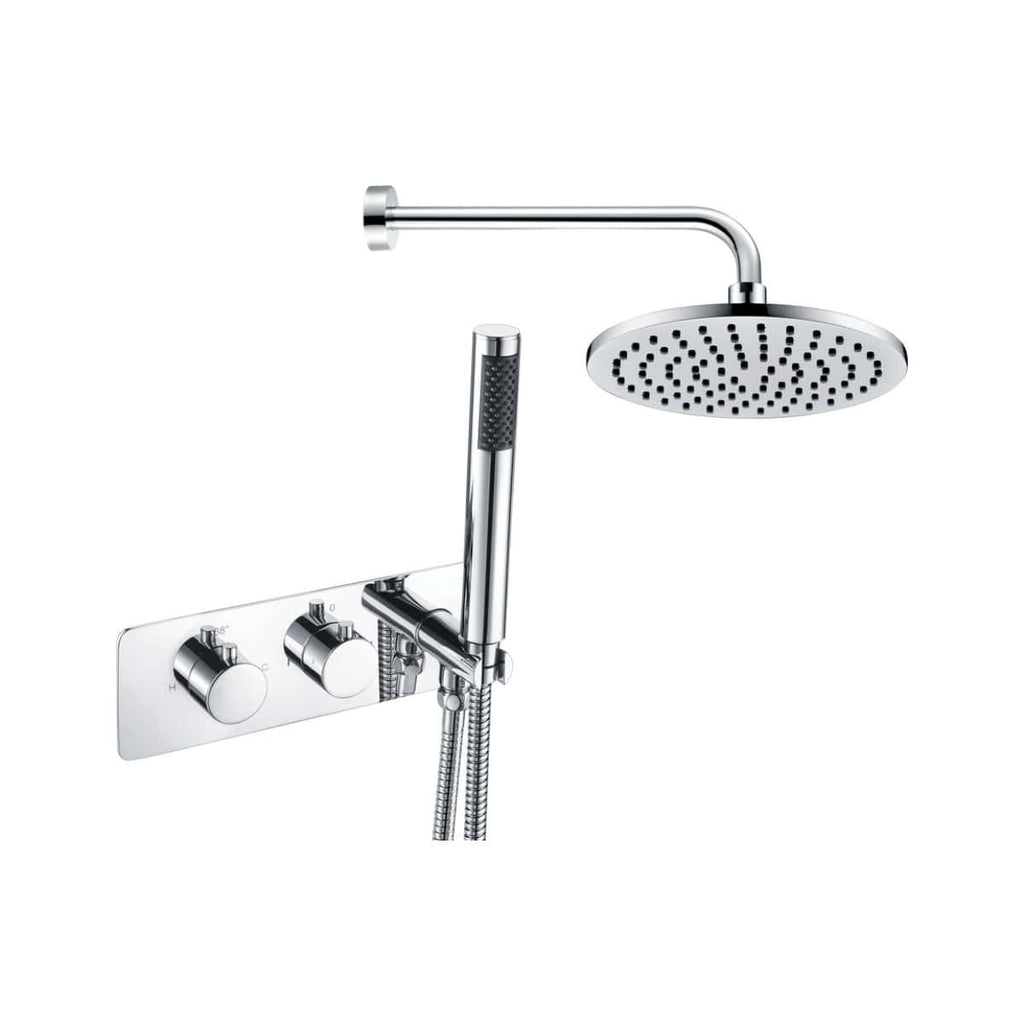 Sleek chrome shower head with adjustable hand-held sprayer and wall-mounted controls, ideal for modern bathroom renovations and enhanced shower experience.