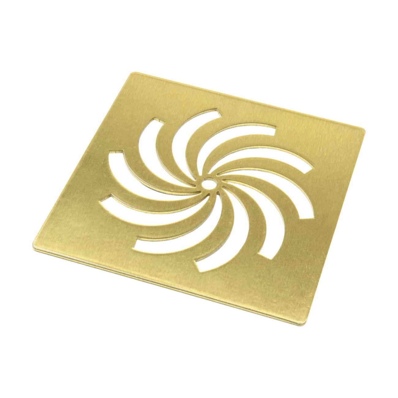 Polished gold bathroom sink drain cover with a spiral windmill design, ideal for maintaining hygiene and style in modern bathrooms. Perfect for bathroom décor enhancement and drainage functionality.