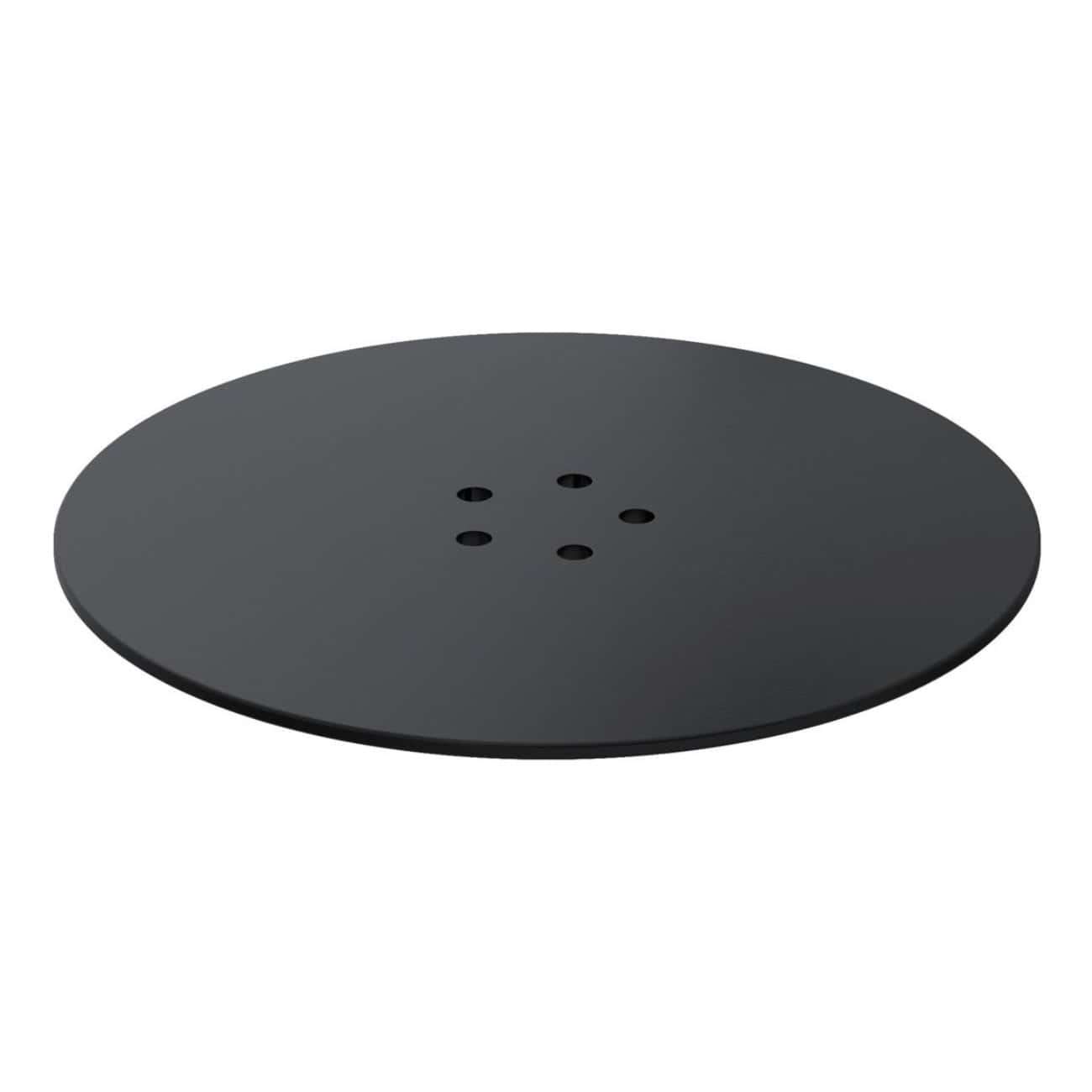 Round black shower head disc for modern bathroom fixtures - sleek and minimalist design from Bubly Bathrooms. Perfect for contemporary shower systems and bathroom upgrades.