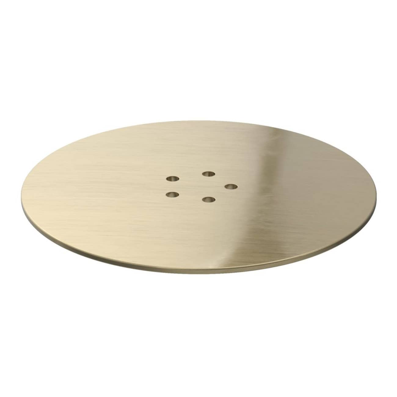 Polished brass bathroom shower drain cover with multiple drainage holes, modern and sleek design for upscale bathroom renovations.