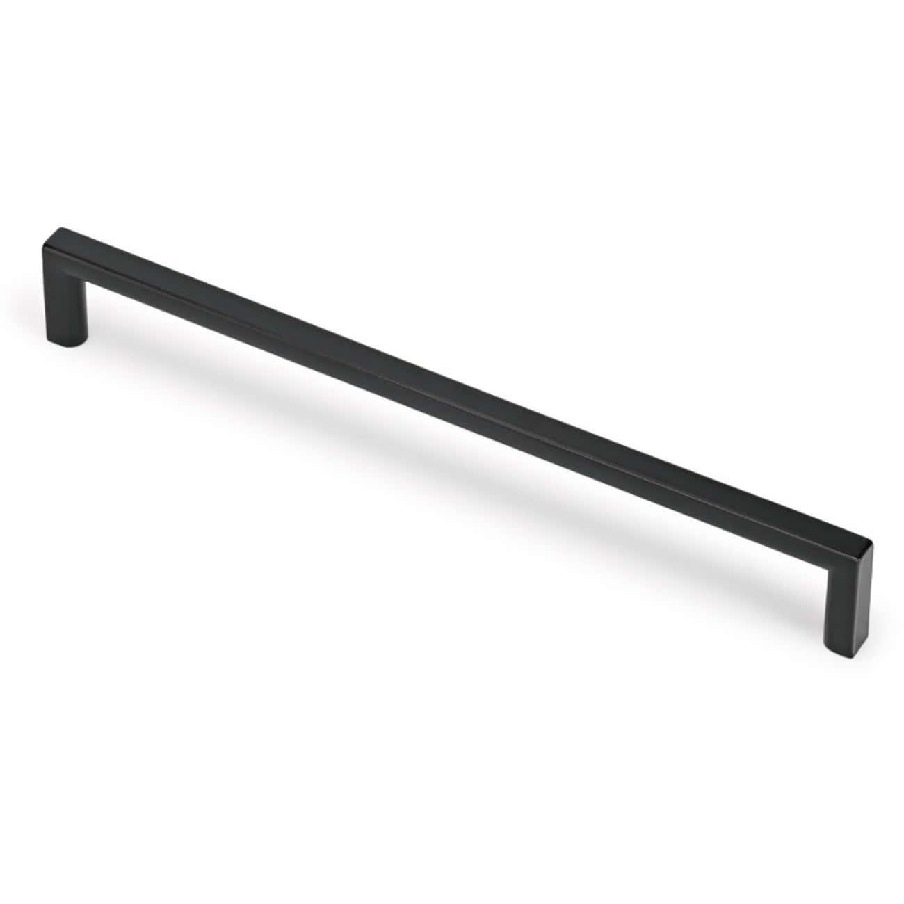 Black modern bathroom drawer handle, sleek minimalist design, ideal for contemporary bathroom cabinetry, durable metal finish, ergonomic and stylish hardware accessory.
