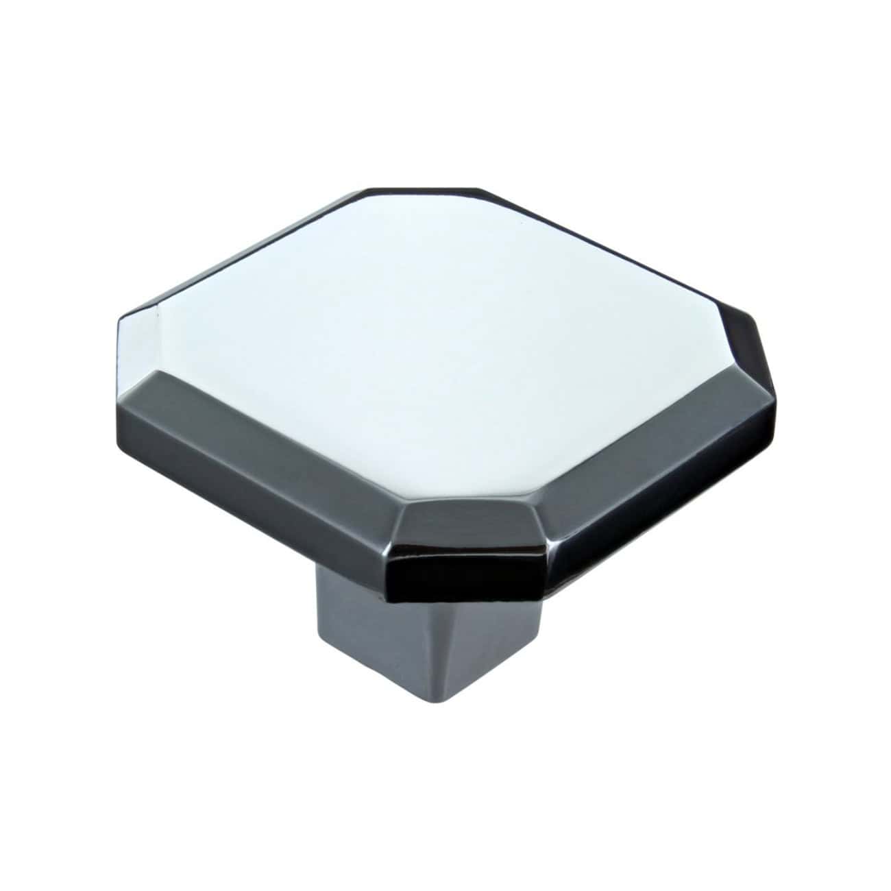 Modern square bathroom drawer knob with black and chrome finish, ideal for contemporary bathroom cabinetry and furniture.