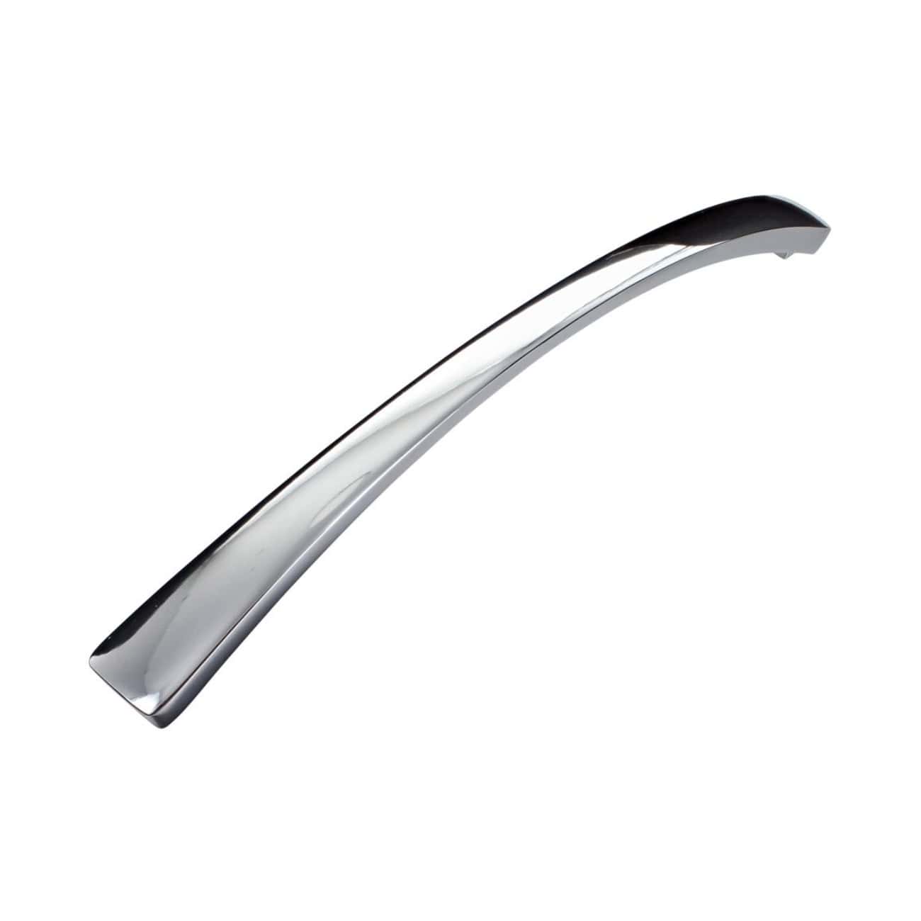 Sleek chrome bathroom cabinet handle for modern bathroom furniture, featuring a stylish curved design for easy grip and durability. Perfect for upgrading bathroom cabinetry with contemporary accessories.