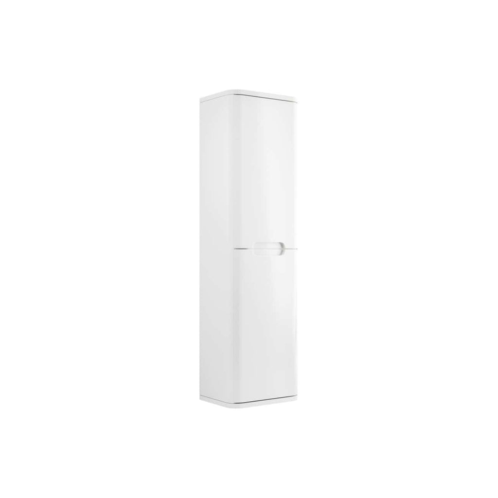 Sleek white bathroom cabinet with storage shelf, modern design, ideal for organised bathroom spaces.
