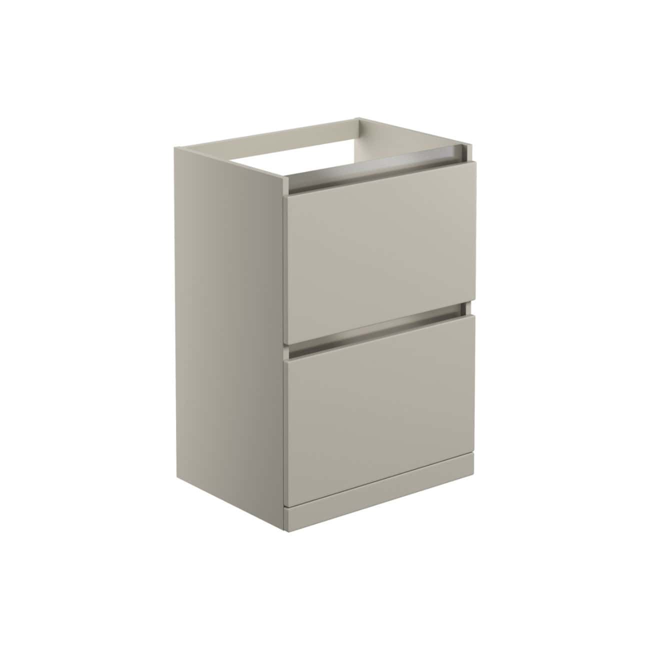 Minimalist beige bathroom storage cabinet with two drawers, modern design, suitable for bathroom organisation, bubly.co.uk.
