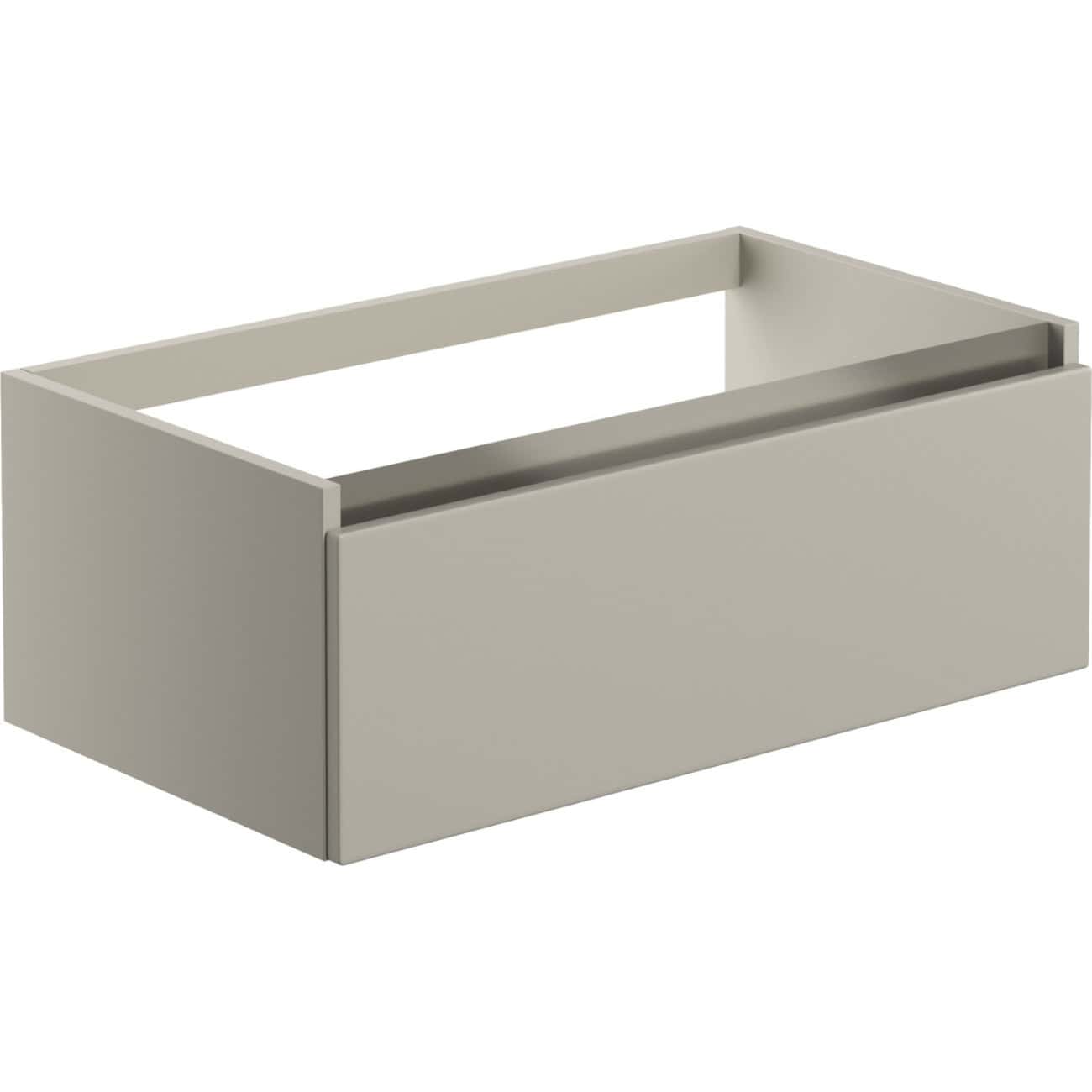 Sleek grey bathroom drawer unit for modern bathroom storage solutions at Bubly Bathrooms.