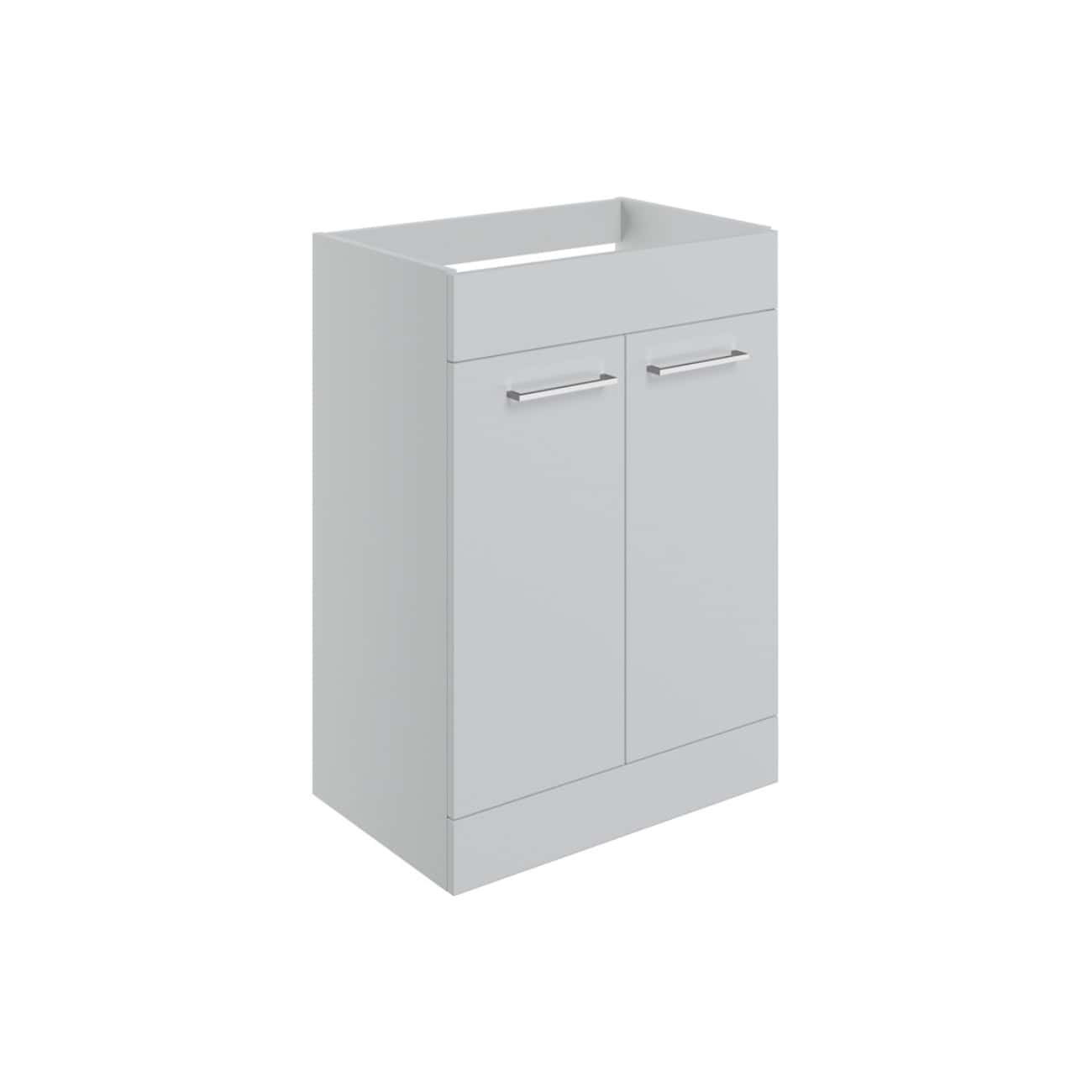 Stylish white bathroom vanity unit with cabinet doors, ideal for modern bathroom storage solutions from Bubly Bathrooms.