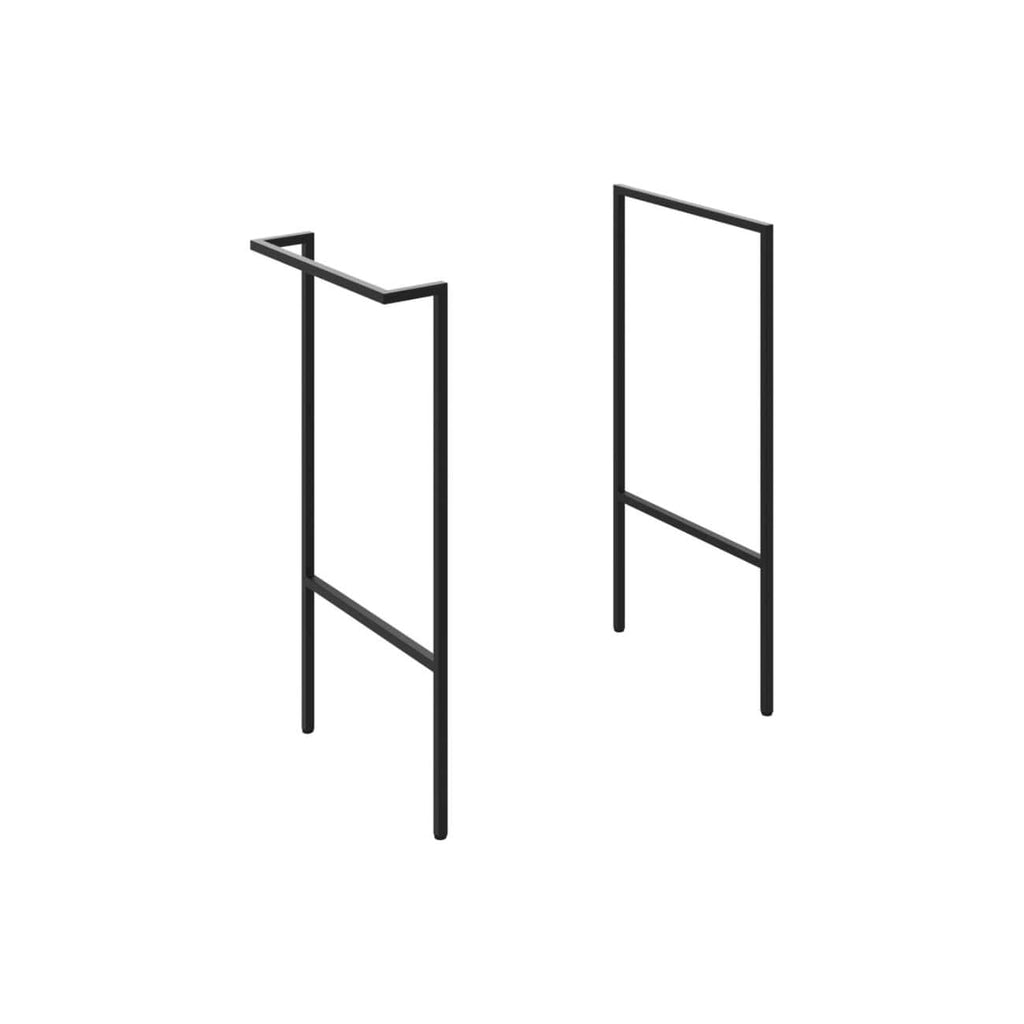 Industrial bathroom towel rack frame in black metal, modern and minimalistic design for contemporary bathroom decor. Suitable for hanging towels and accessories.