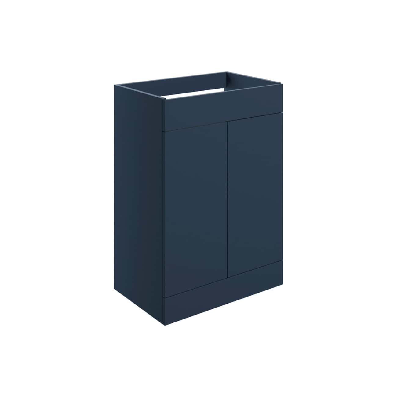 Sleek navy blue bathroom storage cabinet with a minimalist design, ideal for modern bathrooms, providing ample space for toiletries and accessories. Perfect for contemporary bathroom interior decor.