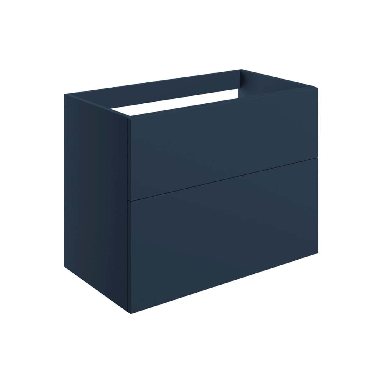 Modern navy blue bathroom storage cabinet with sleek, minimalist design, ideal for contemporary bathroom interiors. Perfect for organising toiletries and bathroom essentials with style.