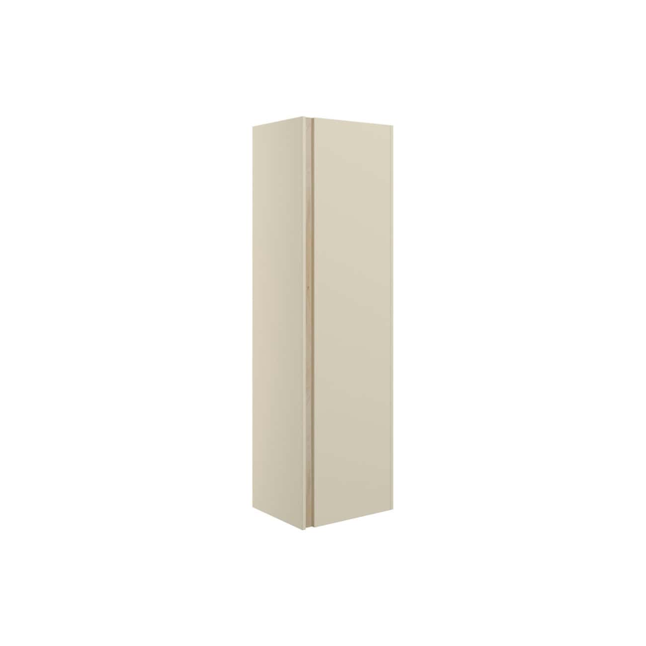 Sleek beige bathroom storage cabinet with minimalistic design for modern bathrooms, providing practical solution for organisation and space saving. Ideal for home renovation.