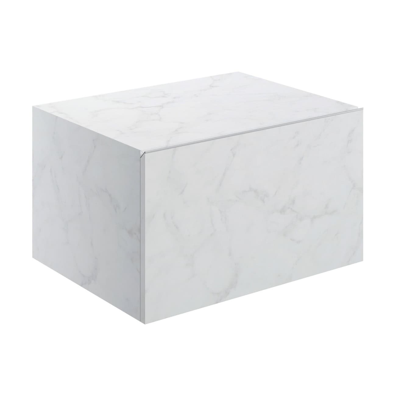 Sleek white marble bathroom storage box with a glossy finish, ideal for modern bathrooms, bathroom accessories, or decorative purposes, blending functionality with elegant design.