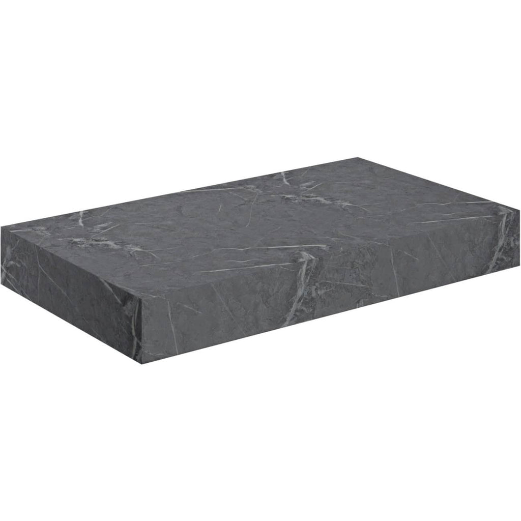 Dark grey marble bathroom shelf with white veining, modern and elegant for stylish bathroom decor. Perfect for creating a sleek, contemporary look in bathroom interiors.