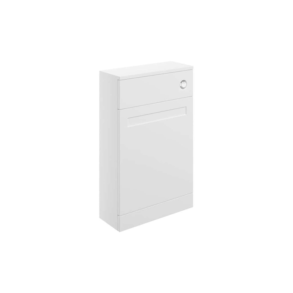 Modern white slimline bathroom cabinet with storage drawer and lockable door for bathroom organisation and security.