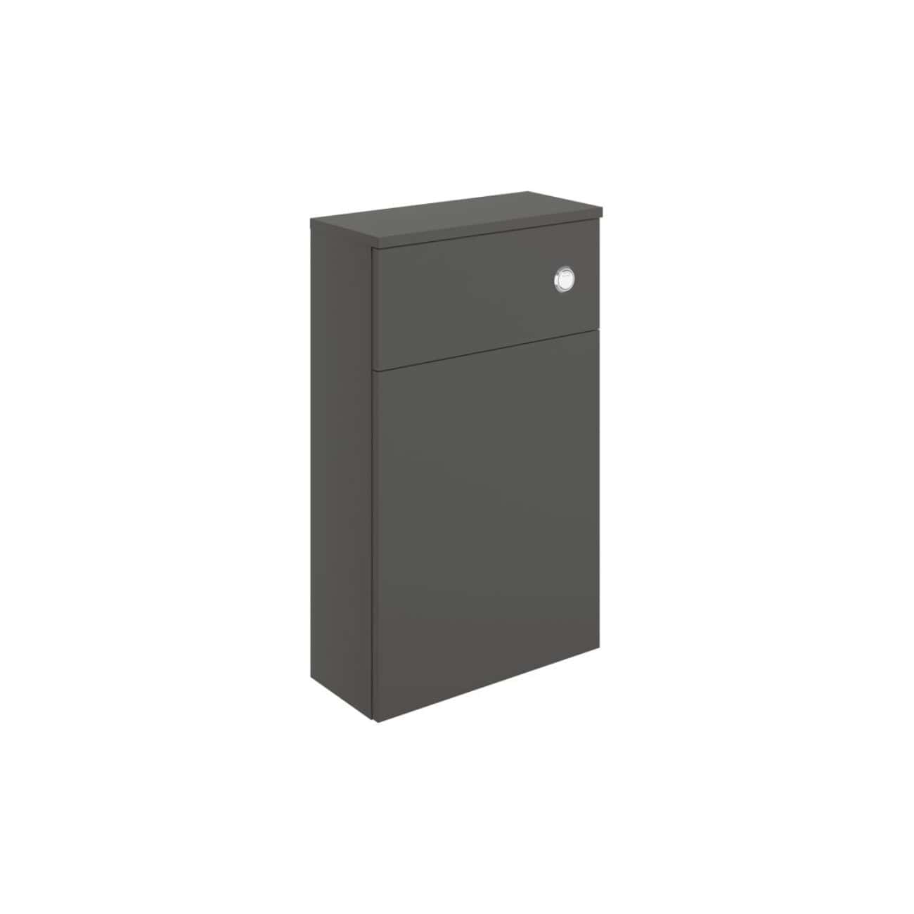 Sleek grey bathroom storage cabinet with lockable door, ideal for bathrooms or utility rooms. Modern design enhances functionality and security, perfect for organising toiletries and essentials.