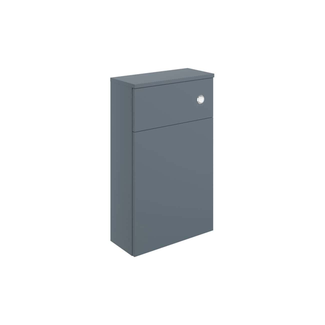 Modern grey bathroom cabinet with a sleek design and integrated lock for secure storage. Ideal for contemporary bathrooms, combining functionality with minimalistic style.