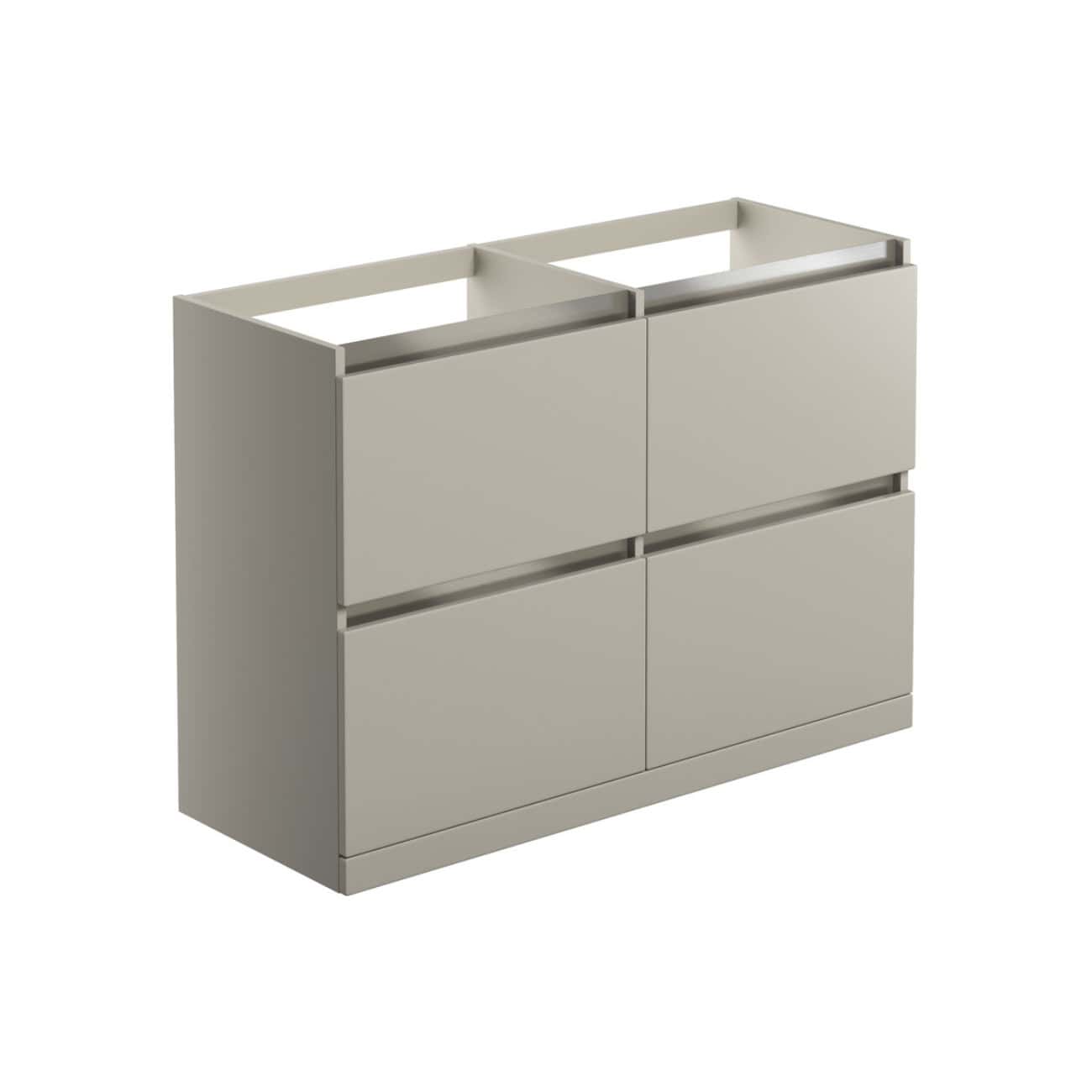 Modern beige bathroom vanity with four spacious drawers and sleek design, ideal for contemporary bathroom storage solutions. Perfect for organising essentials in stylish comfort.