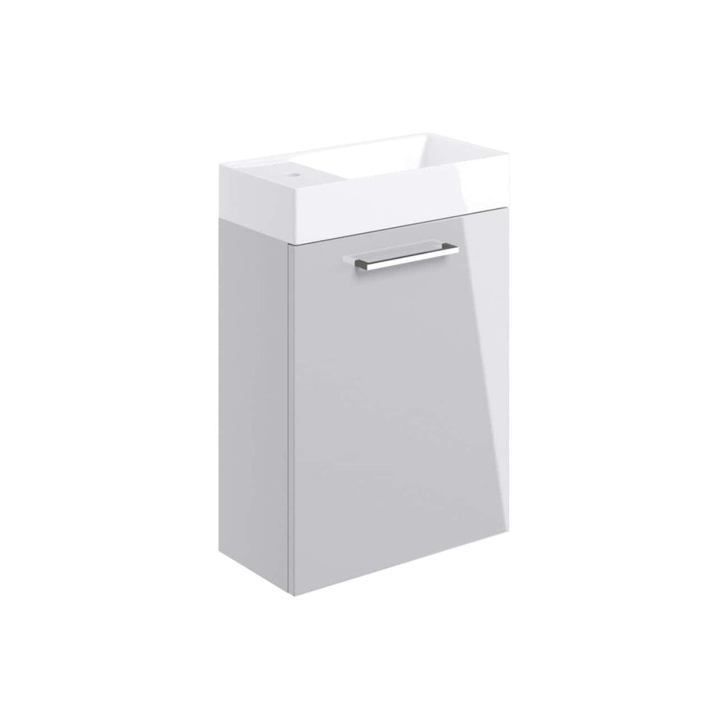 Sleek white bathroom vanity with integrated sink and modern handle, ideal for contemporary bathrooms, offering stylish storage and washbasin solutions.