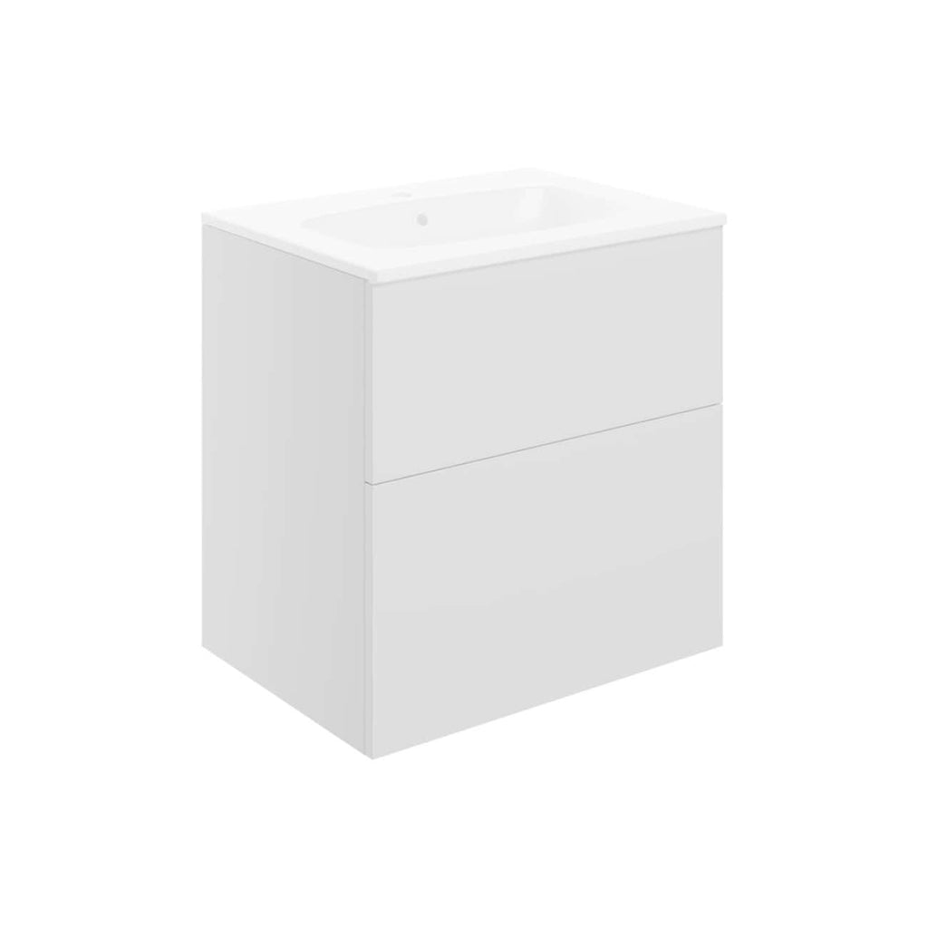 Sleek white bathroom vanity with integrated sink, modern minimalist design, perfect for stylish and functional bathroom décor. Ideal for contemporary bathroom renovations and space-efficient storage.