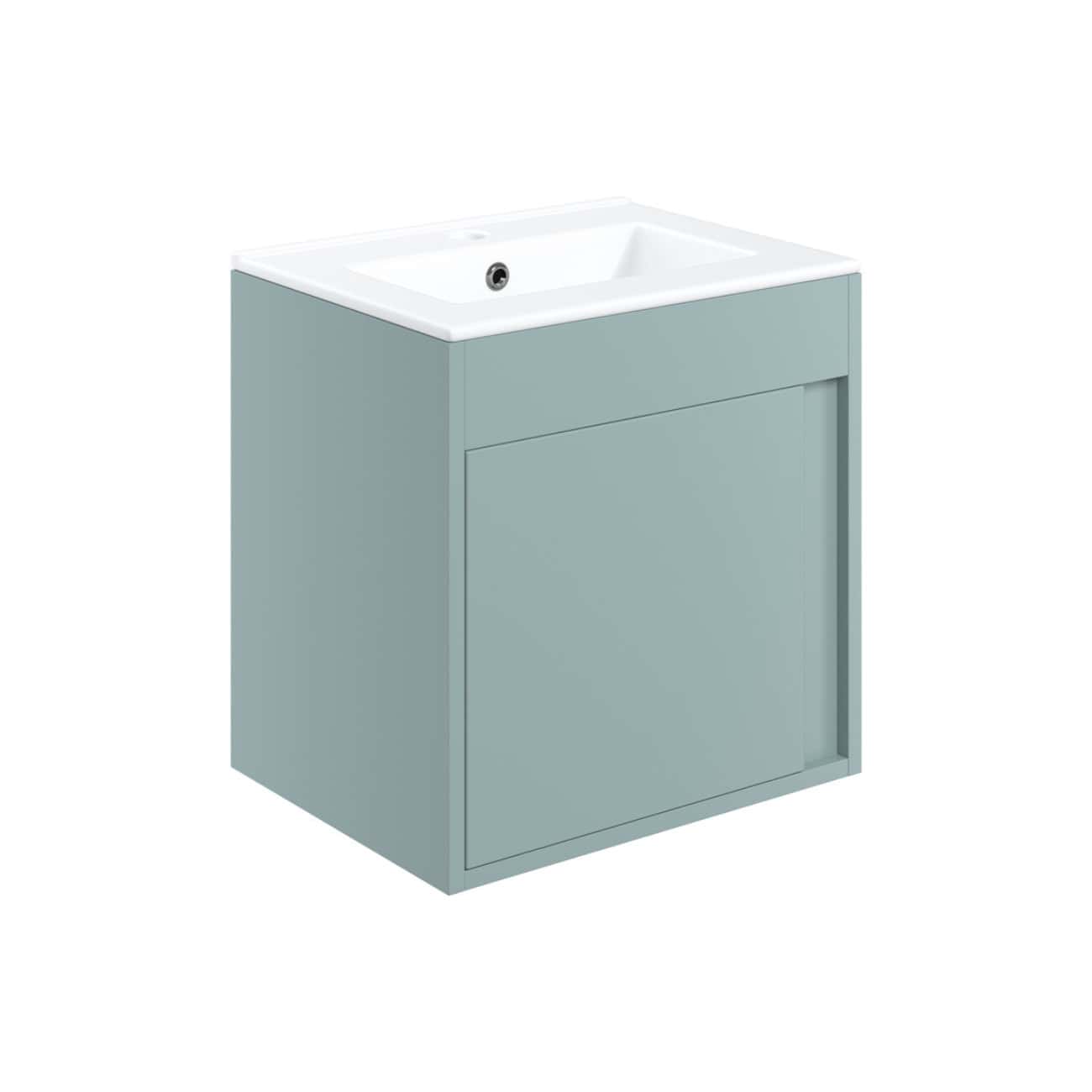 Bright bathroom vanity with integrated sink and storage cabinet in soft grey, perfect for modern bathroom design. Complement your bathroom with stylish, functional fixtures from Bubly Bathrooms.