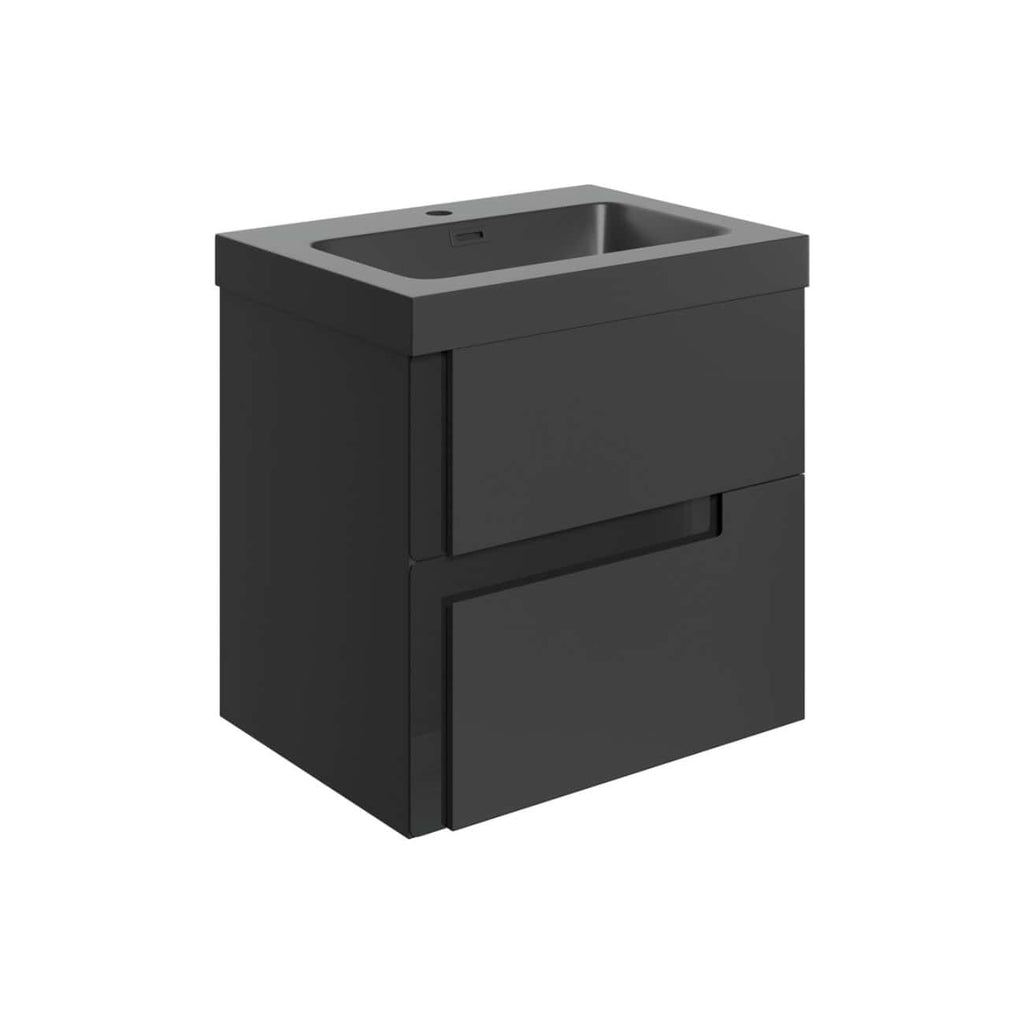 Modern black bathroom vanity with integrated sink and storage drawers, perfect for contemporary bathroom designs. Durable, stylish, and functional, ideal for stylish bathroom upgrades.