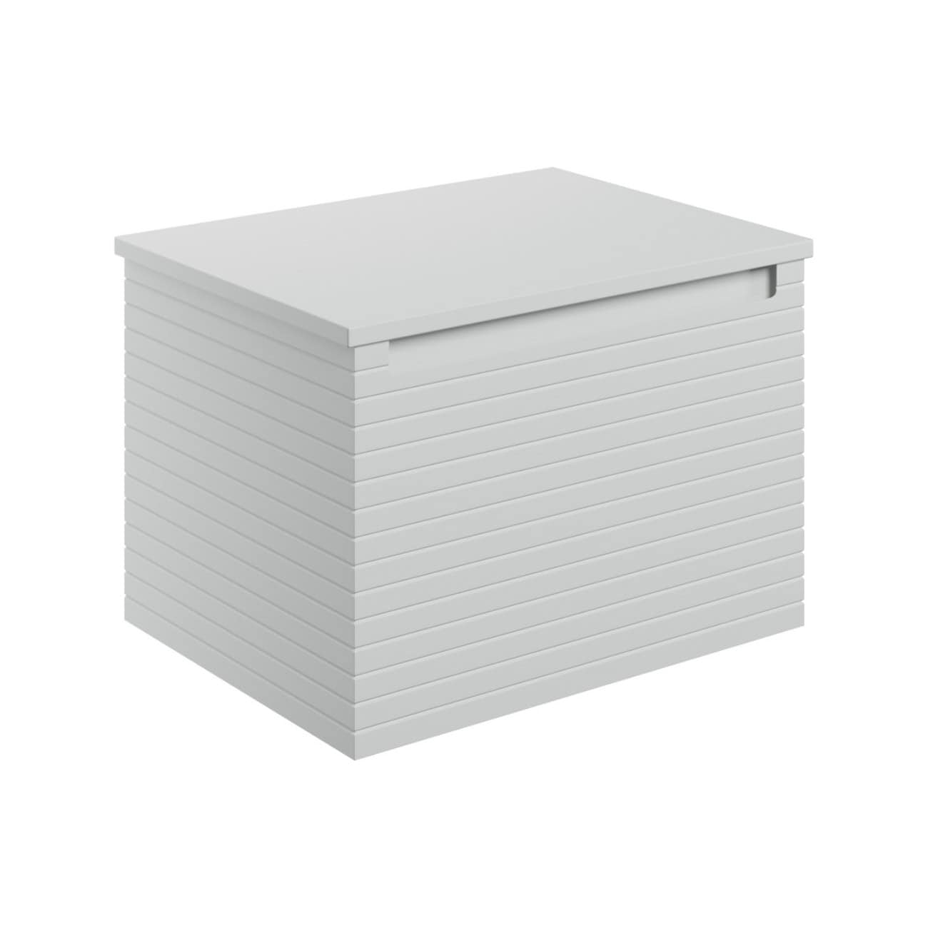 Stacked white bathroom storage box with louvered design for organised bathroom essentials.
