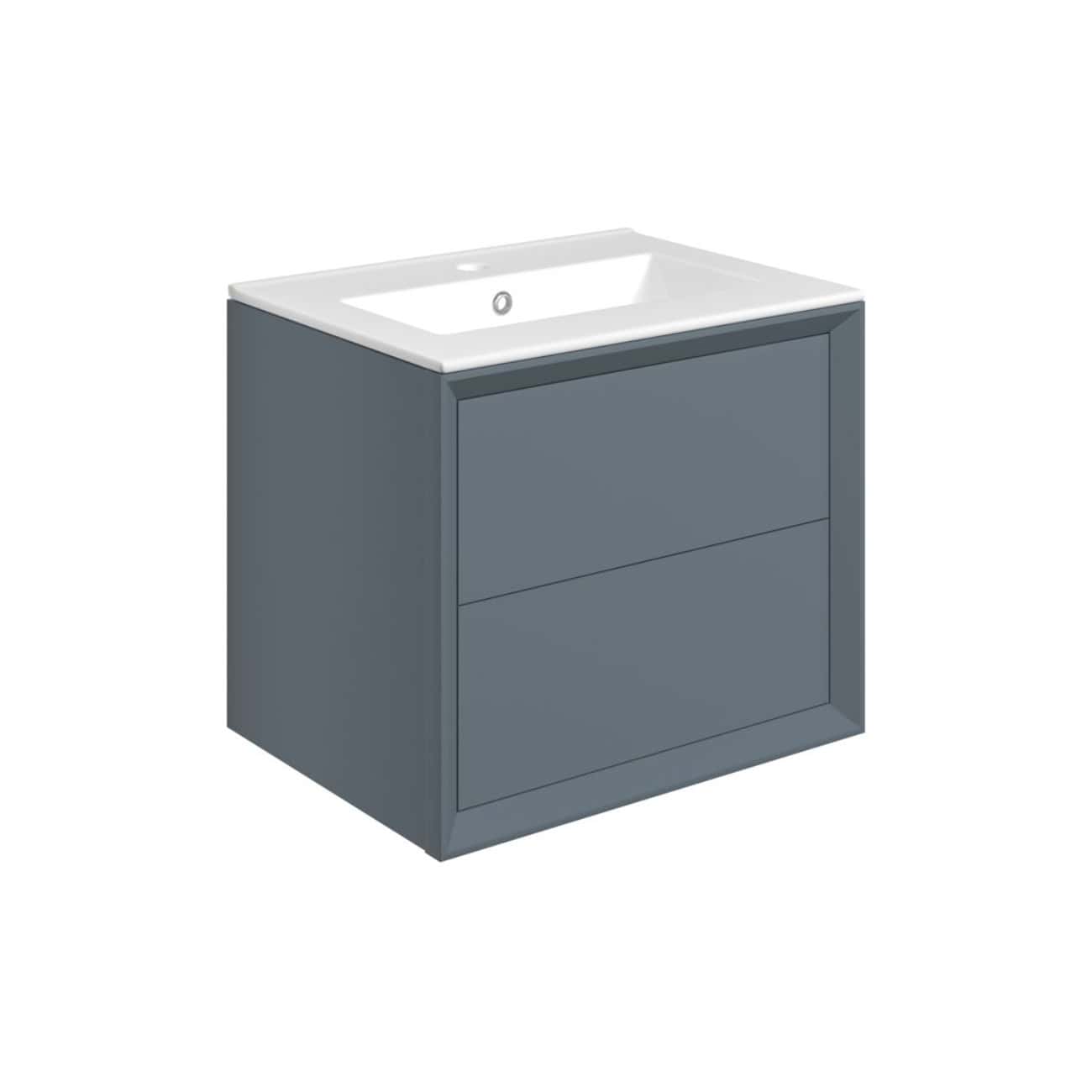 Modern grey bathroom vanity with integrated sink and clean lines for contemporary bathroom decor. Ideal for stylish and functional bathroom storage solutions.