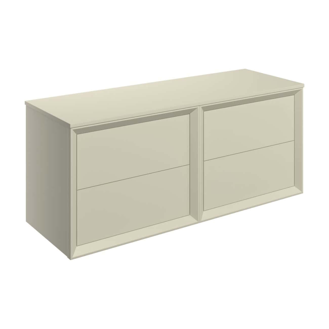 Sleek beige bathroom cabinet with multiple drawers for stylish storage solutions. Perfect for modern bathrooms, combining functionality with contemporary design.