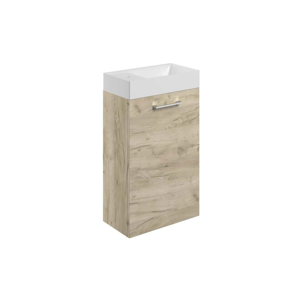 Sleek bathroom vanity with integrated sink and natural wood finish, ideal for modern bathroom decor and storage needs. Perfectly combines functionality with stylish design.