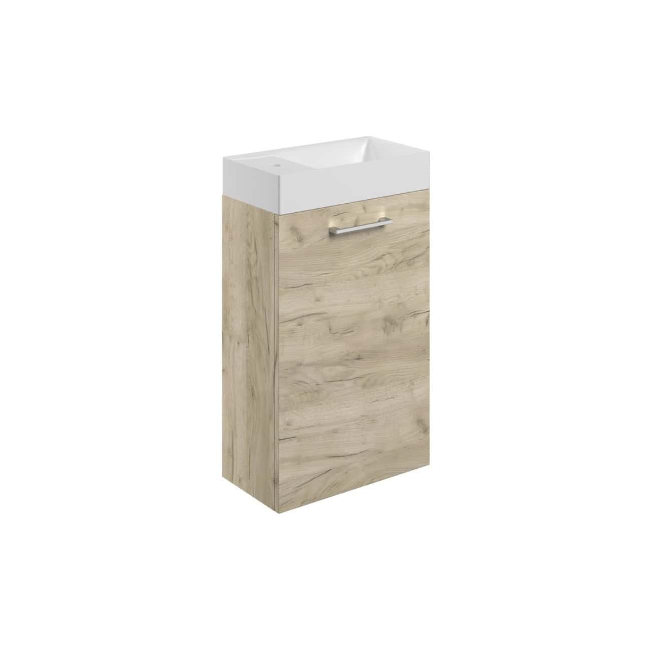 Sleek bathroom vanity with integrated sink and natural wood finish, ideal for modern bathroom decor and storage needs. Perfectly combines functionality with stylish design.